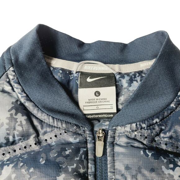 Nike Women’s Aeroloft 800 Blue Gray Camouflage Full Zip Puffer Vest Size Large - Picture 2 of 10